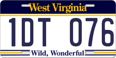 WV license plate 1DT076