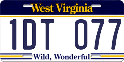 WV license plate 1DT077