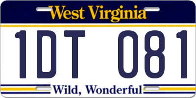 WV license plate 1DT081