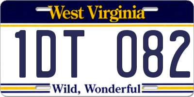 WV license plate 1DT082