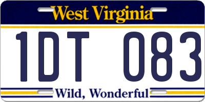 WV license plate 1DT083