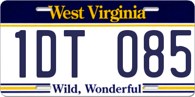 WV license plate 1DT085