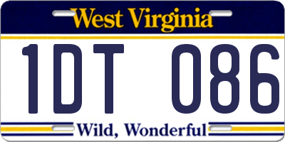 WV license plate 1DT086