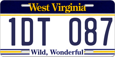 WV license plate 1DT087