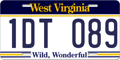 WV license plate 1DT089