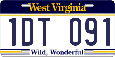 WV license plate 1DT091