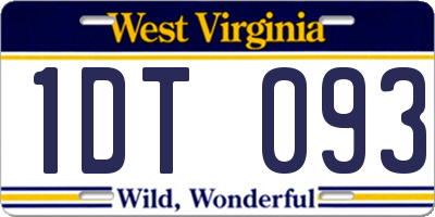 WV license plate 1DT093