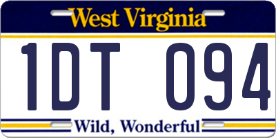 WV license plate 1DT094