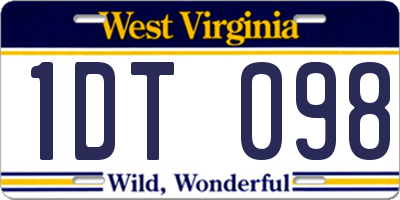WV license plate 1DT098