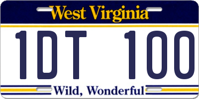 WV license plate 1DT100