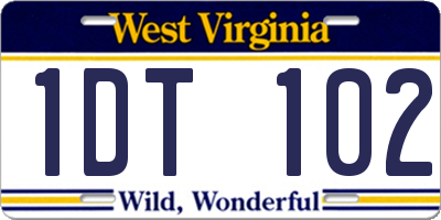 WV license plate 1DT102