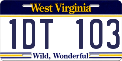 WV license plate 1DT103
