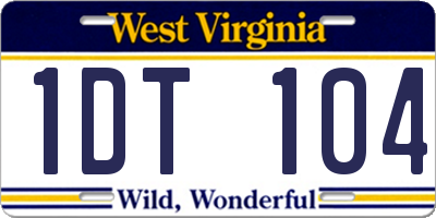 WV license plate 1DT104