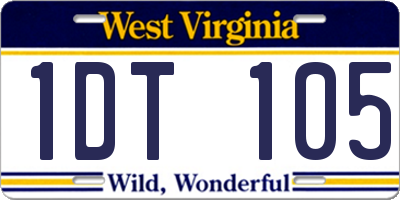 WV license plate 1DT105