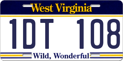 WV license plate 1DT108