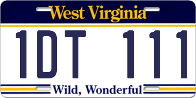 WV license plate 1DT111