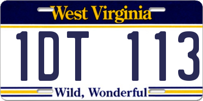 WV license plate 1DT113