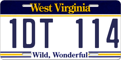 WV license plate 1DT114