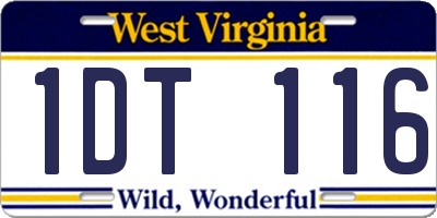 WV license plate 1DT116