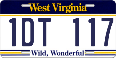 WV license plate 1DT117