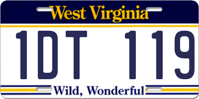 WV license plate 1DT119