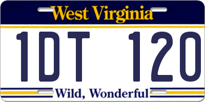 WV license plate 1DT120