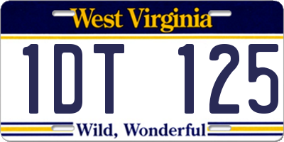 WV license plate 1DT125