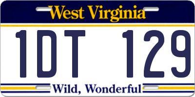 WV license plate 1DT129