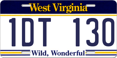 WV license plate 1DT130