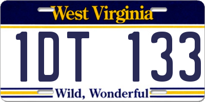WV license plate 1DT133