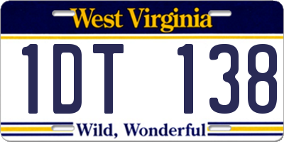 WV license plate 1DT138