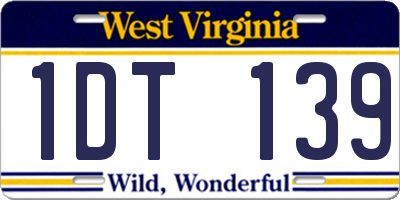WV license plate 1DT139