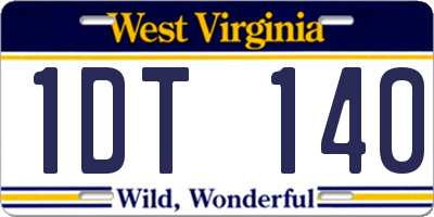 WV license plate 1DT140