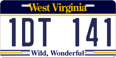 WV license plate 1DT141