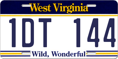 WV license plate 1DT144