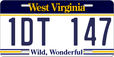 WV license plate 1DT147