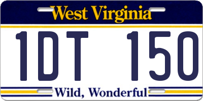 WV license plate 1DT150