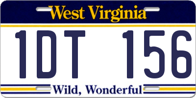 WV license plate 1DT156