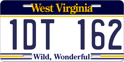 WV license plate 1DT162
