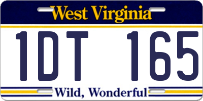 WV license plate 1DT165