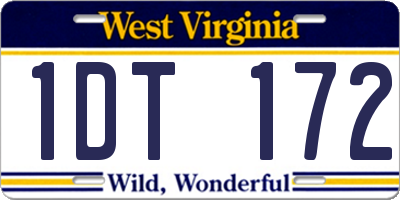 WV license plate 1DT172