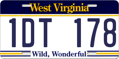 WV license plate 1DT178