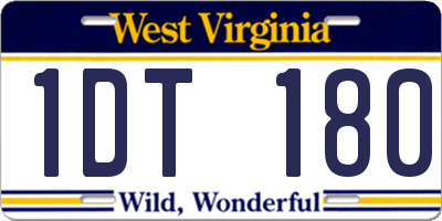 WV license plate 1DT180