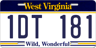 WV license plate 1DT181