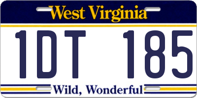 WV license plate 1DT185