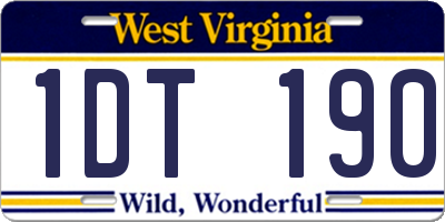 WV license plate 1DT190