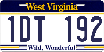 WV license plate 1DT192