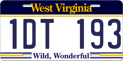 WV license plate 1DT193