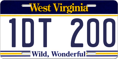 WV license plate 1DT200