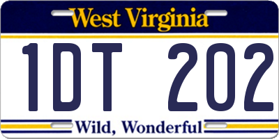WV license plate 1DT202
